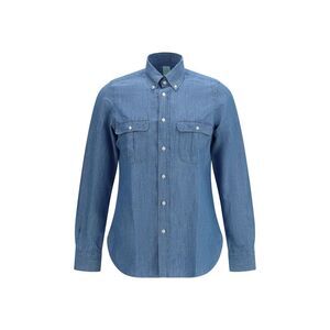 Finamore Blue Cotton Dress Men's Shirt